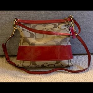 Coach purse, red, small/medium size crossover